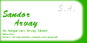 sandor arvay business card