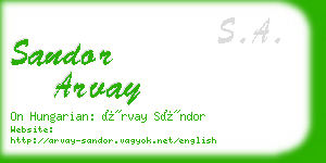 sandor arvay business card